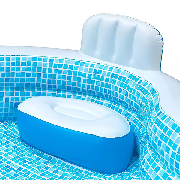 Backyard Blow Up Pool with 2 Inflatable Seats and Backrests