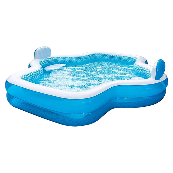 Backyard Blow Up Pool with 2 Inflatable Seats and Backrests