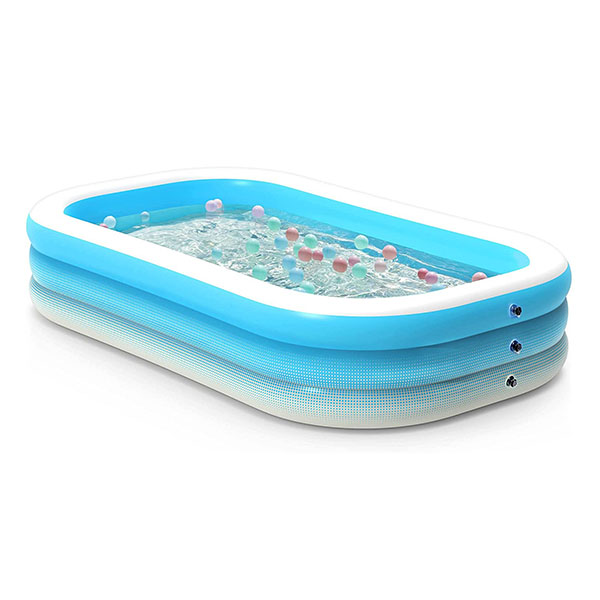 Blue Large Rectangle Blow up Pool for Backyard